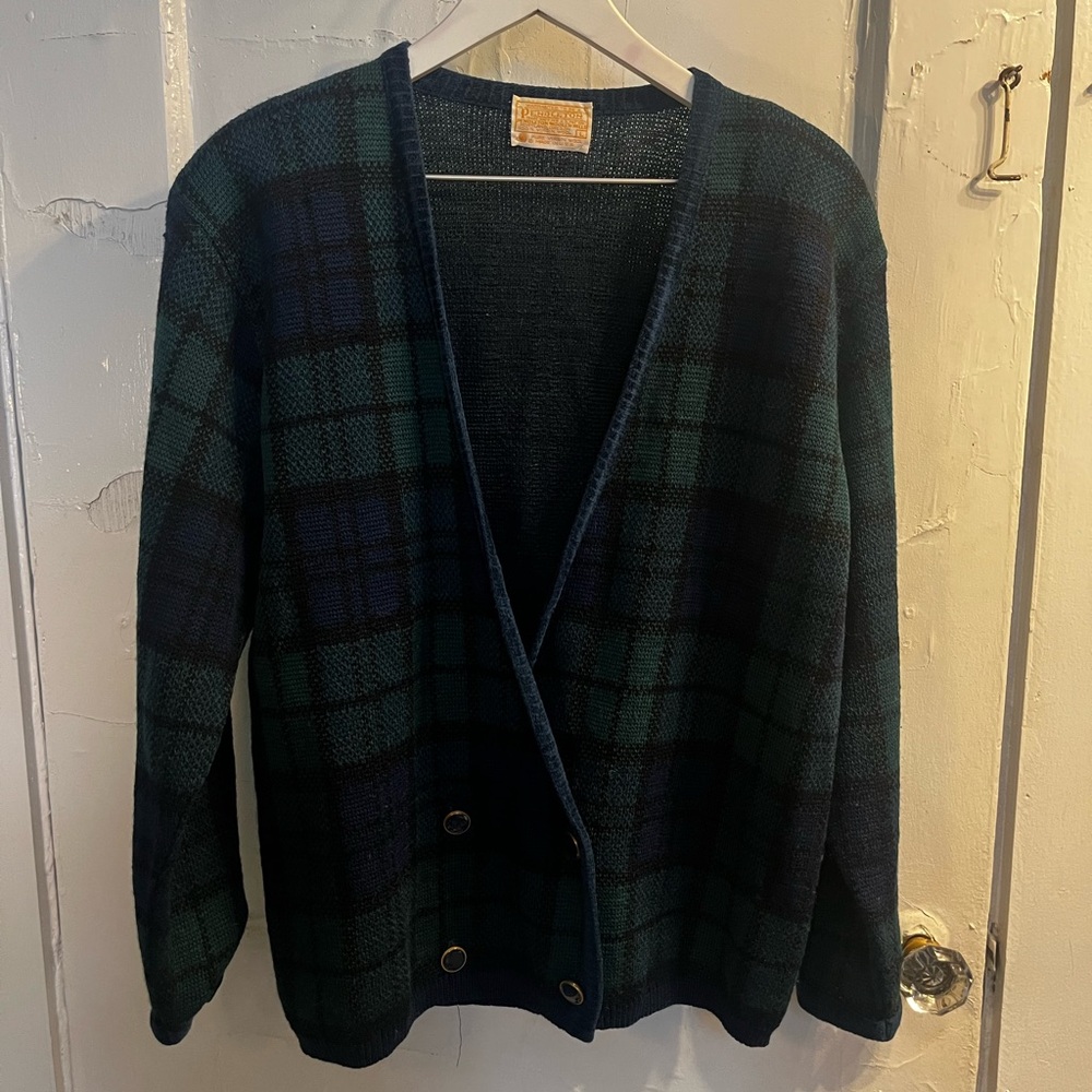 Pendleton Double Breasted Plaid Wool Sweater - image 3